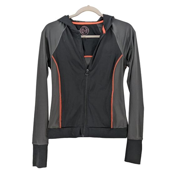 So Authentic American Heritage Jacket S Black Gray Orange Junior Full Zip Hoodie - Picture 1 of 9